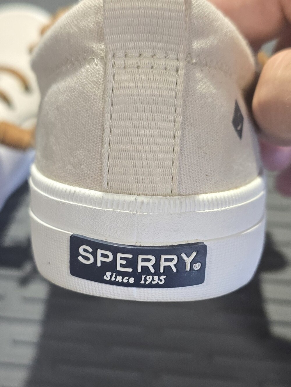 Sperry Women's Cream Canvas Boat Shoes with Tan Laces - Picture 5 of 8